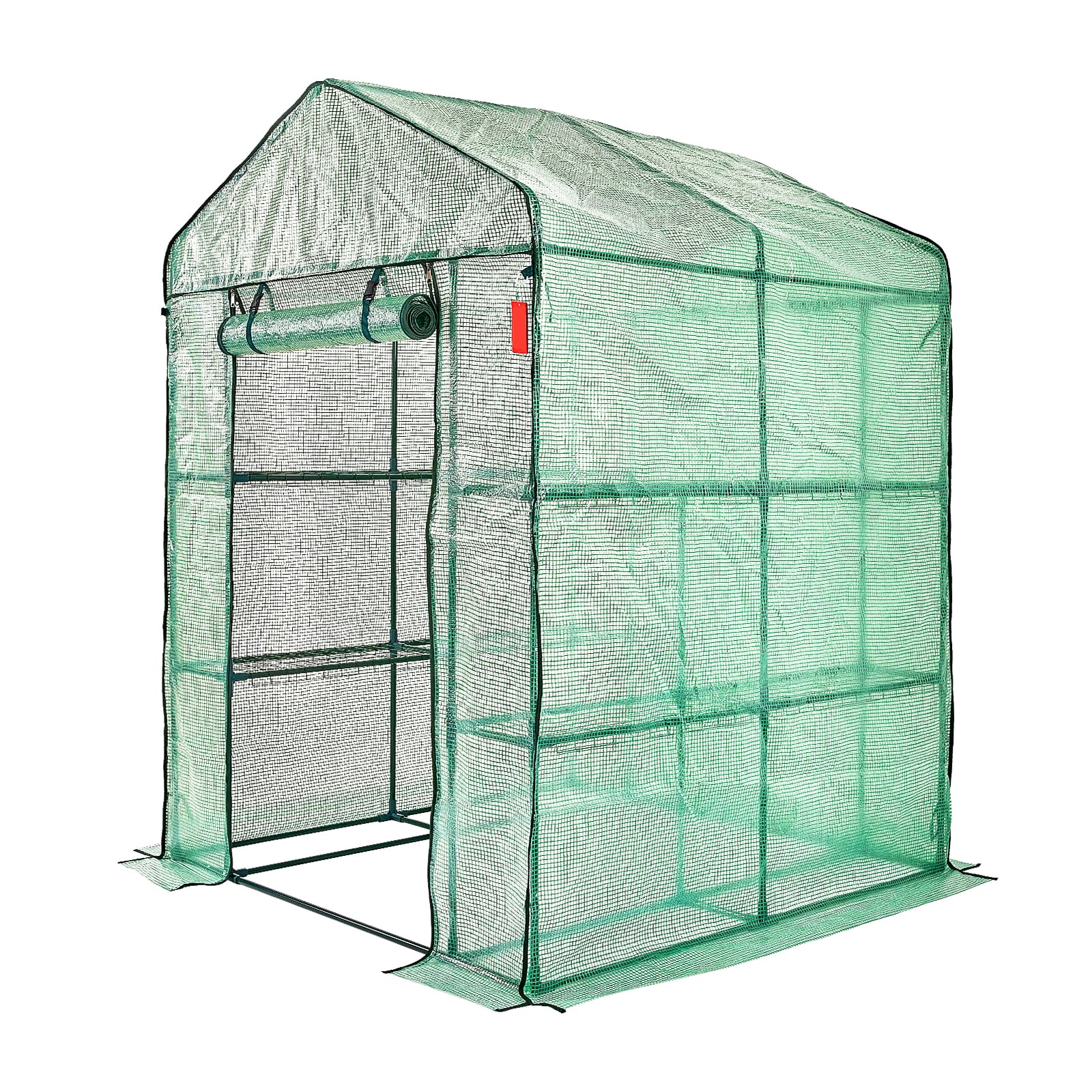 Walk-in Green House, 4.6 X 4.6 X 6.6 Ft , Greenhouse With Shelves, High Strength PE Cover With Zipper Door And Steel Frame, Assembly In Minutes, Suitable For Planting And Storage_maomaolike.com